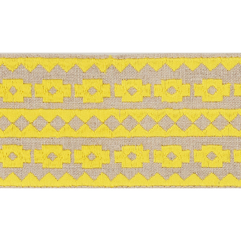 Schumacher Talitha Tape YELLOW ON NATURAL Trim | Atlanta Fabrics
