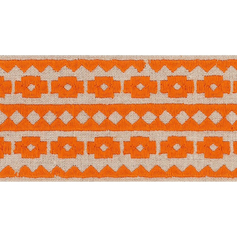 Schumacher Talitha Tape ORANGE ON NATURAL Trim | Atlanta Fabrics