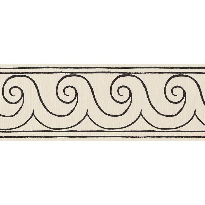 SCHUMACHER GREEK WAVES TRIM BLACK ON IVORY TRIM | Atlanta Fabrics