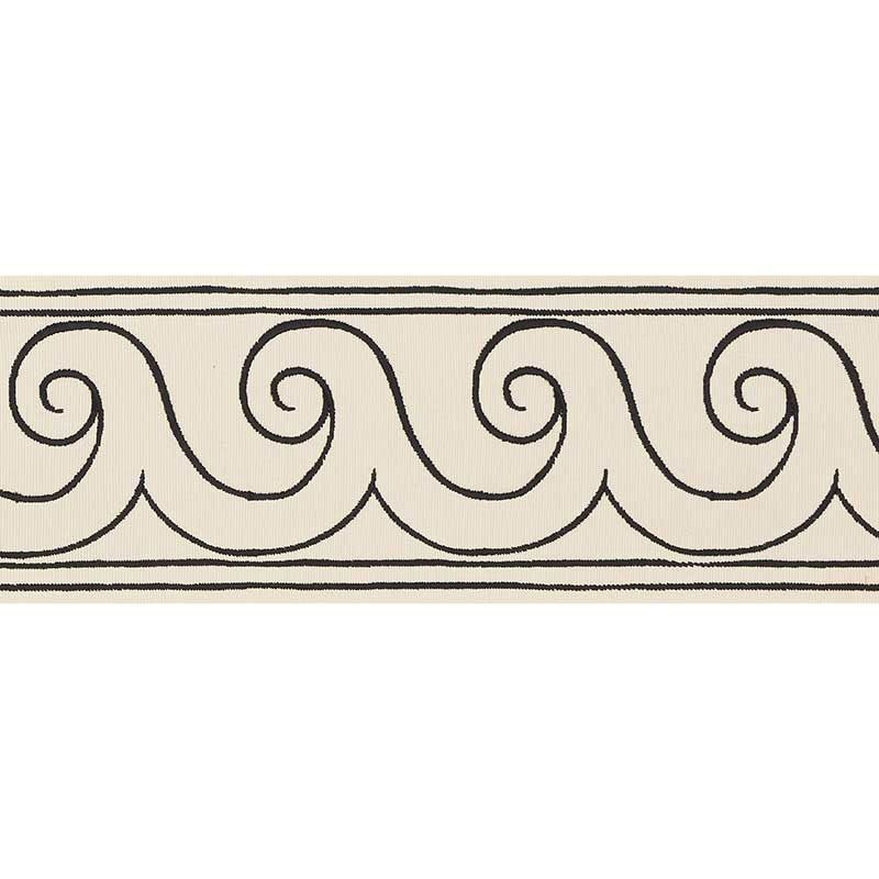 Schumacher GREEK WAVES TRIM BLACK ON IVORY Trim | Atlanta Fabrics