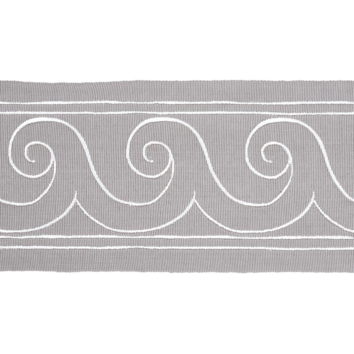 SCHUMACHER GREEK WAVES TRIM WHITE ON GREY TRIM | Atlanta Fabrics