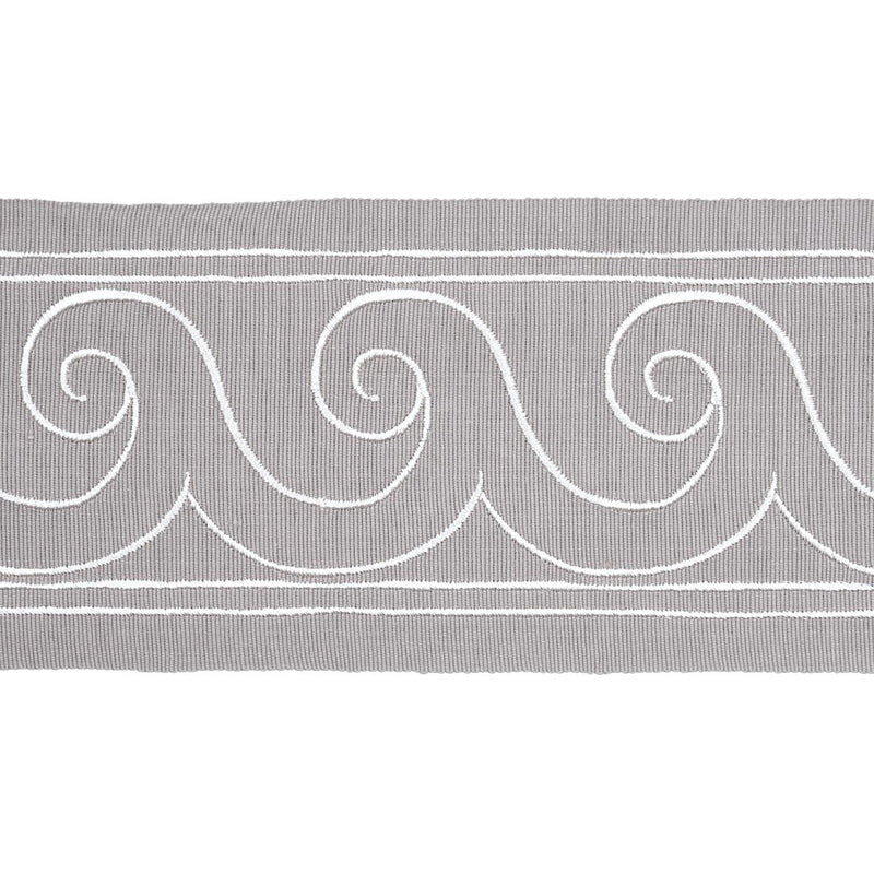 SCHUMACHER GREEK WAVES TRIM WHITE ON GREY TRIM | Atlanta Fabrics
