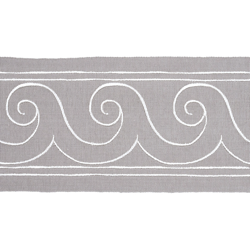 Schumacher GREEK WAVES TRIM WHITE ON GREY Trim | Atlanta Fabrics