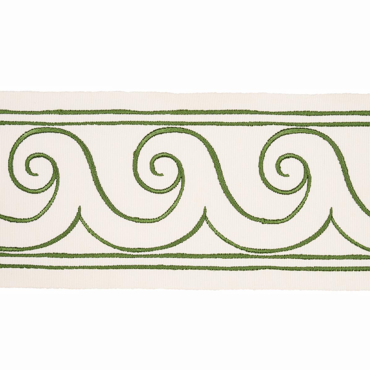 GREEK WAVES TRIM GREEN ON IVORY
