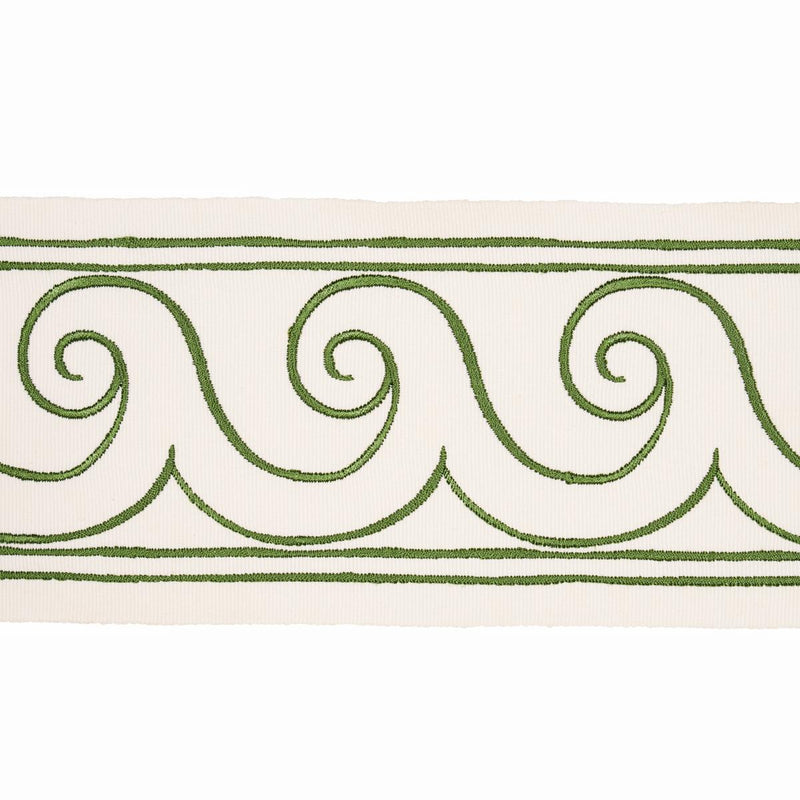 SCHUMACHER GREEK WAVES TRIM GREEN ON IVORY TRIM | Atlanta Fabrics