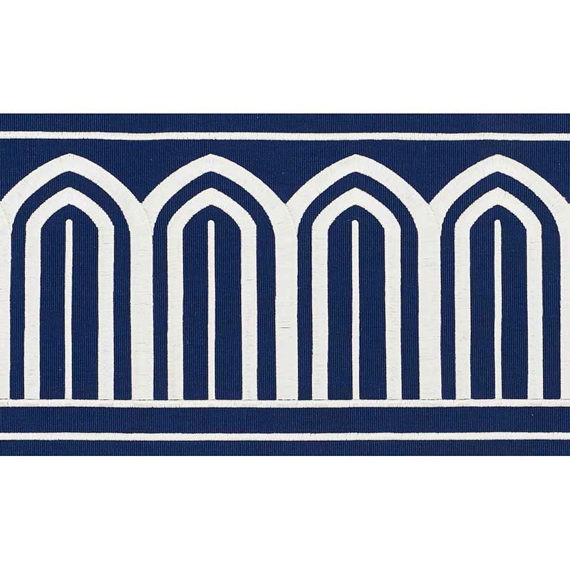 Schumacher ARCHES EMBROIDERED TAPE WIDE MARINE Trim | Atlanta Fabrics