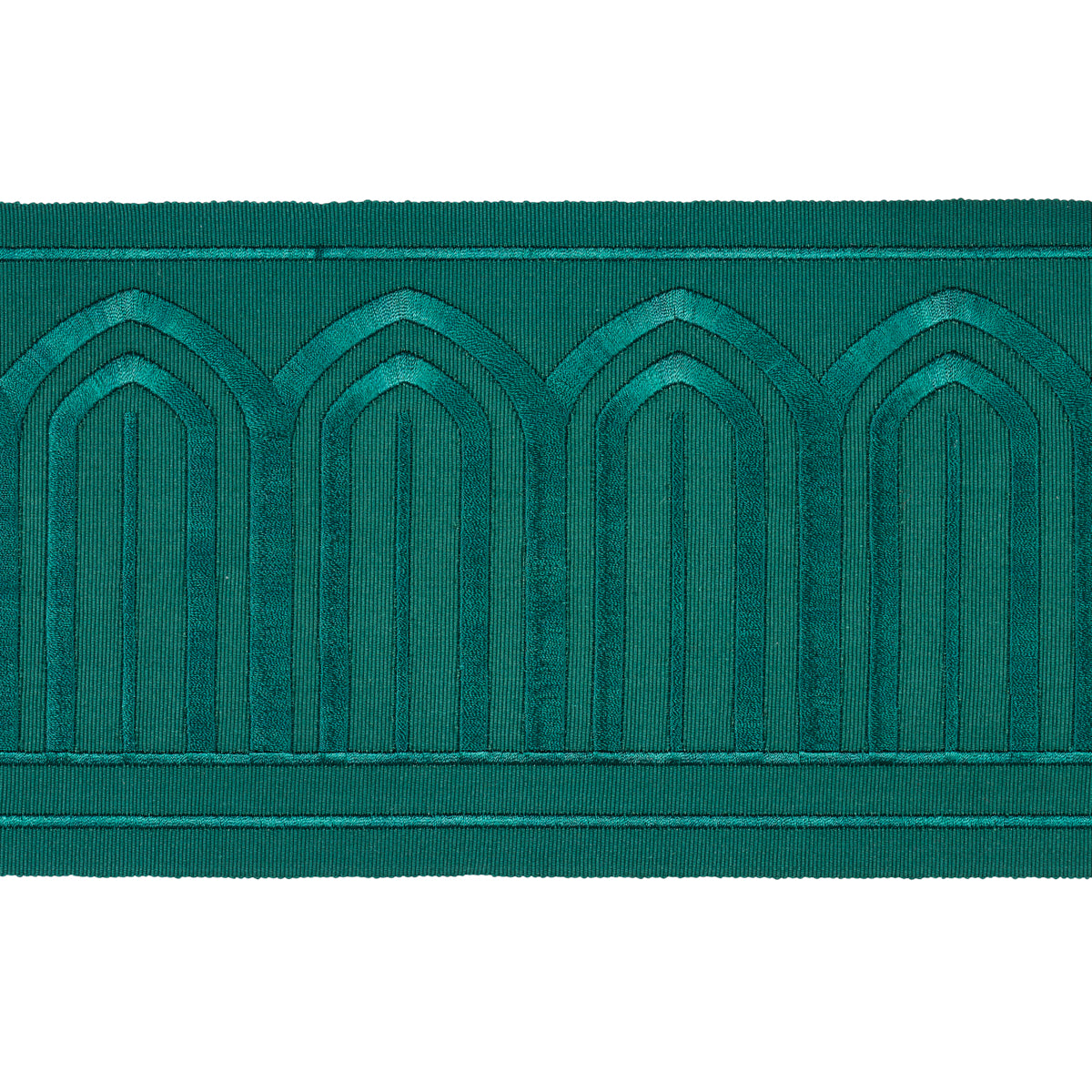 Schumacher ARCHES EMBROIDERED TAPE WIDE EMERALD Trim | Atlanta Fabrics