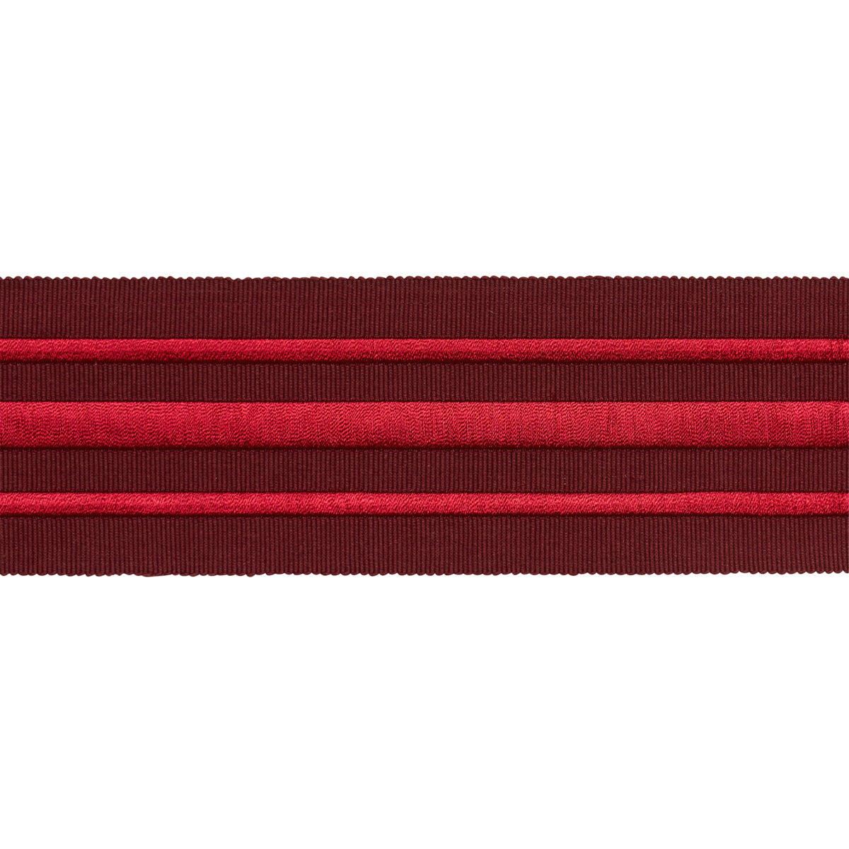 Schumacher MILITARY STRIPE  TAPE RED ON BURGUNDY Trim | Atlanta Fabrics