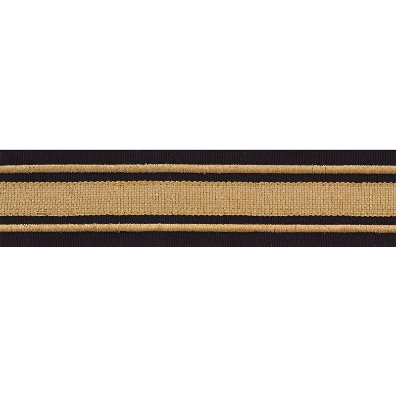 Schumacher MILITARY STRIPE  TAPE GOLD ON BLACK Trim | Atlanta Fabrics