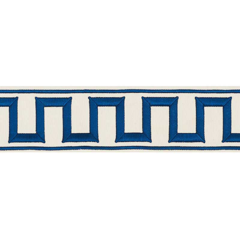 Schumacher GREEK KEY EMBROIDERED TAPE BLUE Trim | Atlanta Fabrics