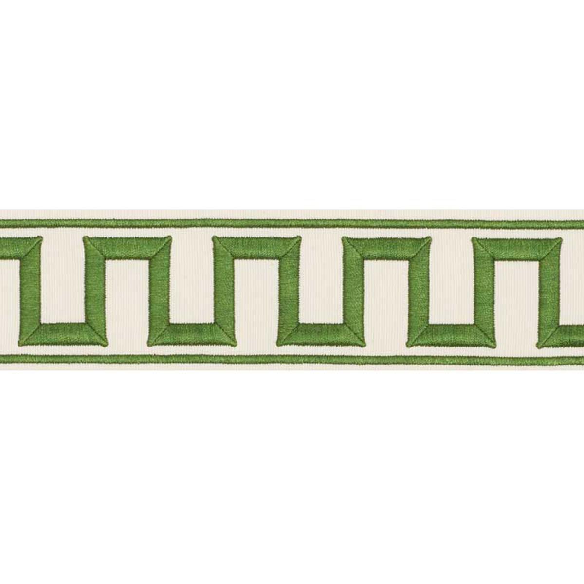GREEK KEY EMBROIDERED TAPE GREEN