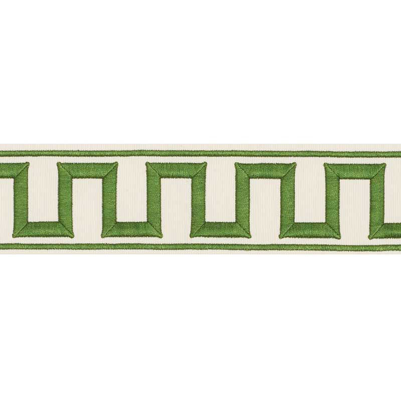 GREEK KEY EMBROIDERED TAPE GREEN