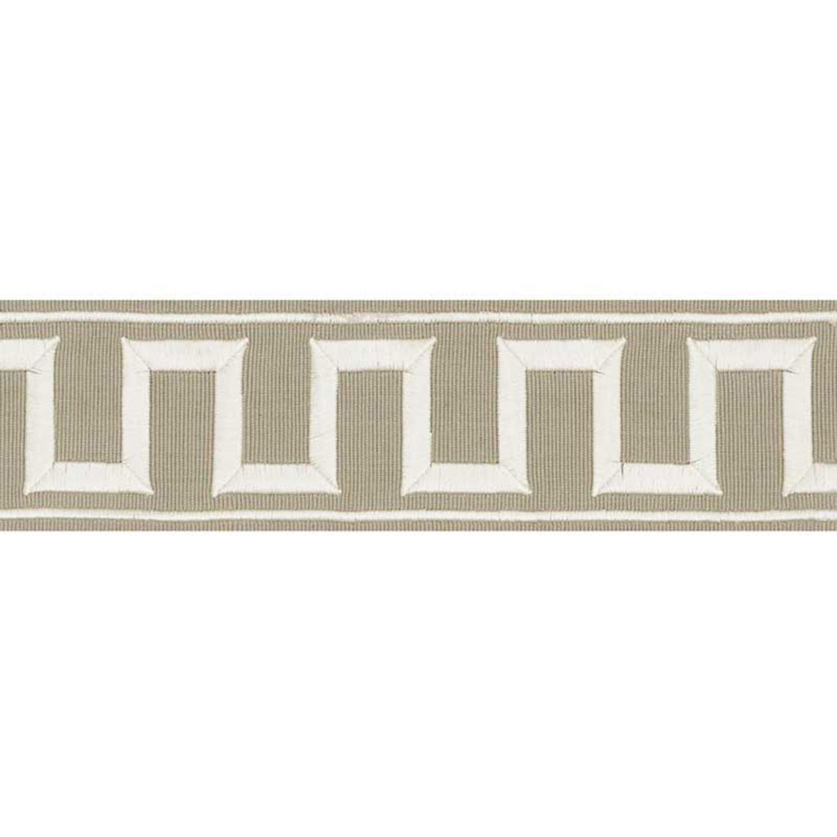 GREEK KEY EMBROIDERED TAPE TAUPE