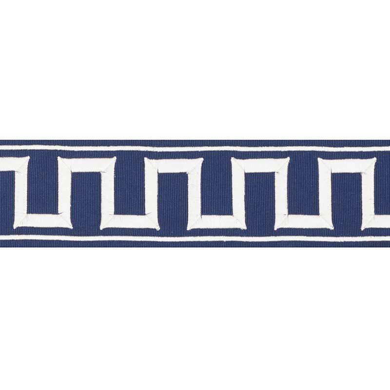 Schumacher GREEK KEY EMBROIDERED TAPE MARINE Trim | Atlanta Fabrics