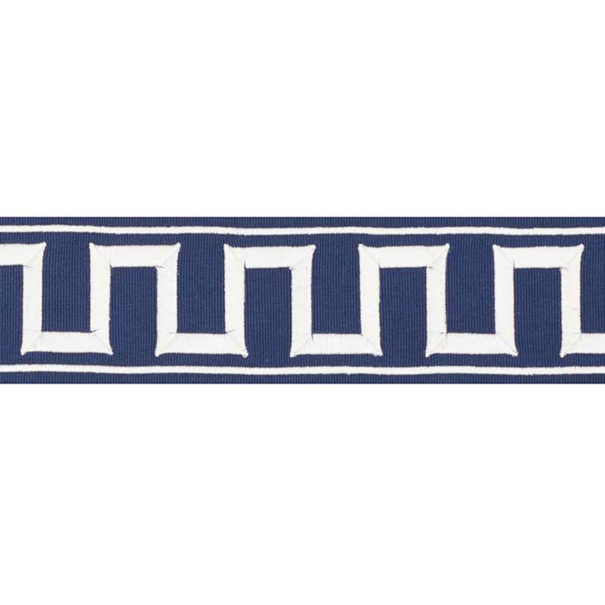 GREEK KEY EMBROIDERED TAPE MARINE