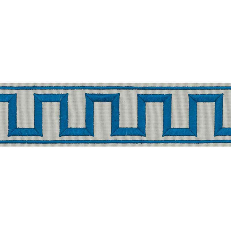 Schumacher GREEK KEY EMBROIDERED TAPE PEACOCK & MINERAL Trim | Atlanta Fabrics