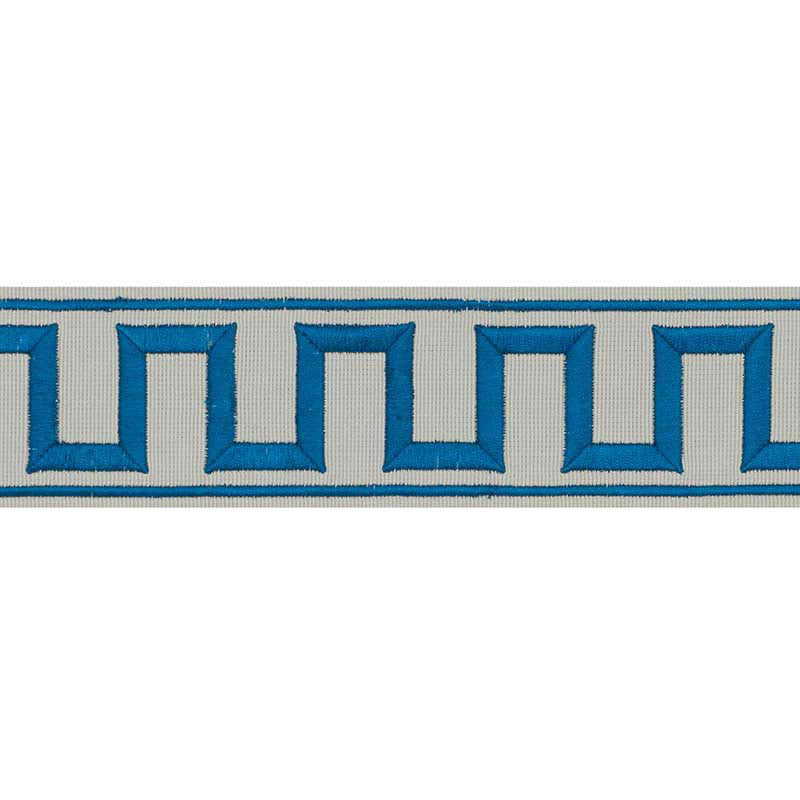 GREEK KEY EMBROIDERED TAPE PEACOCK & MINERAL