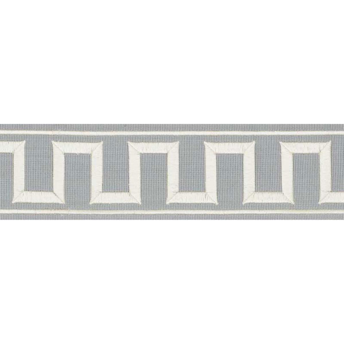 GREEK KEY EMBROIDERED TAPE SKY