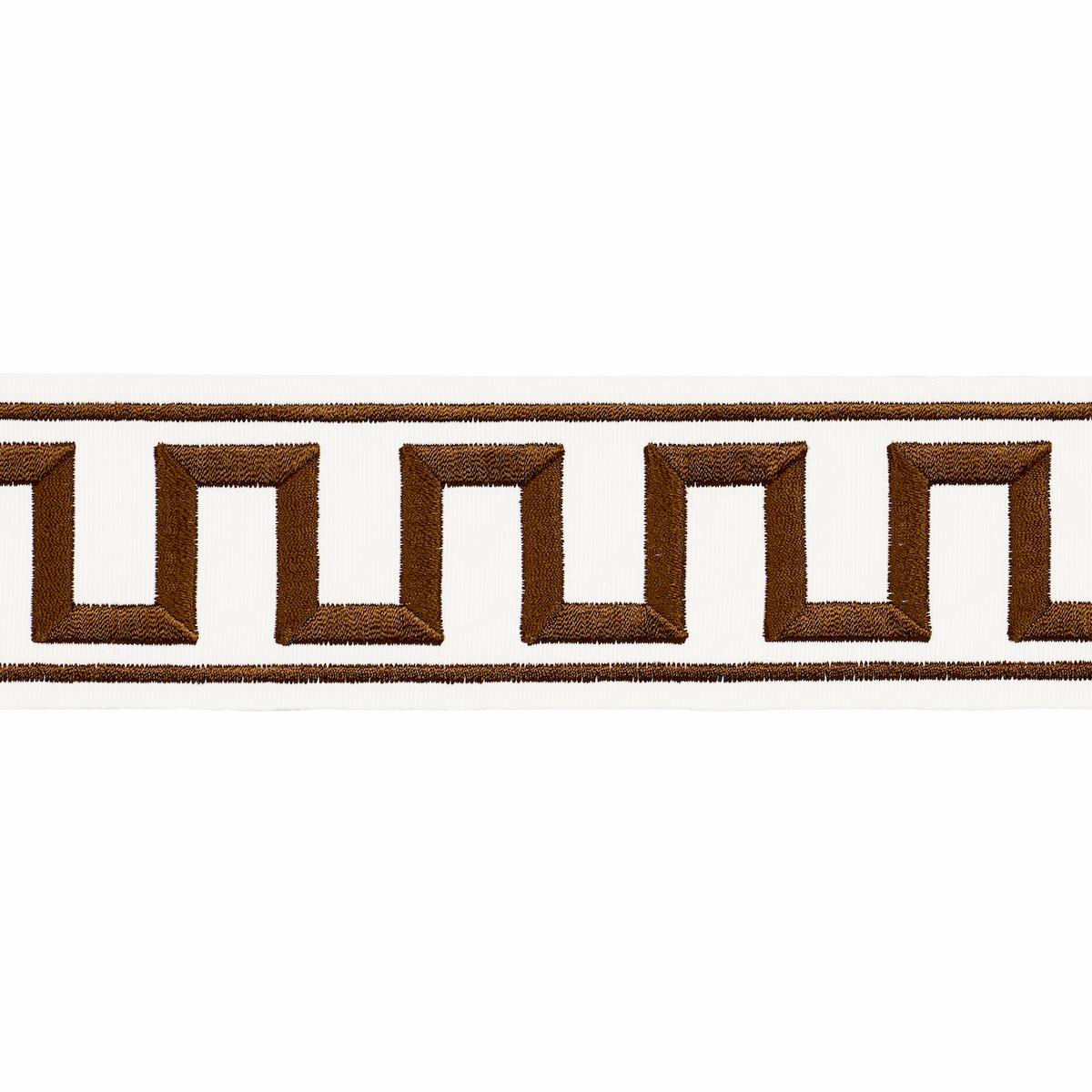 GREEK KEY EMBROIDERED TAPE BROWN