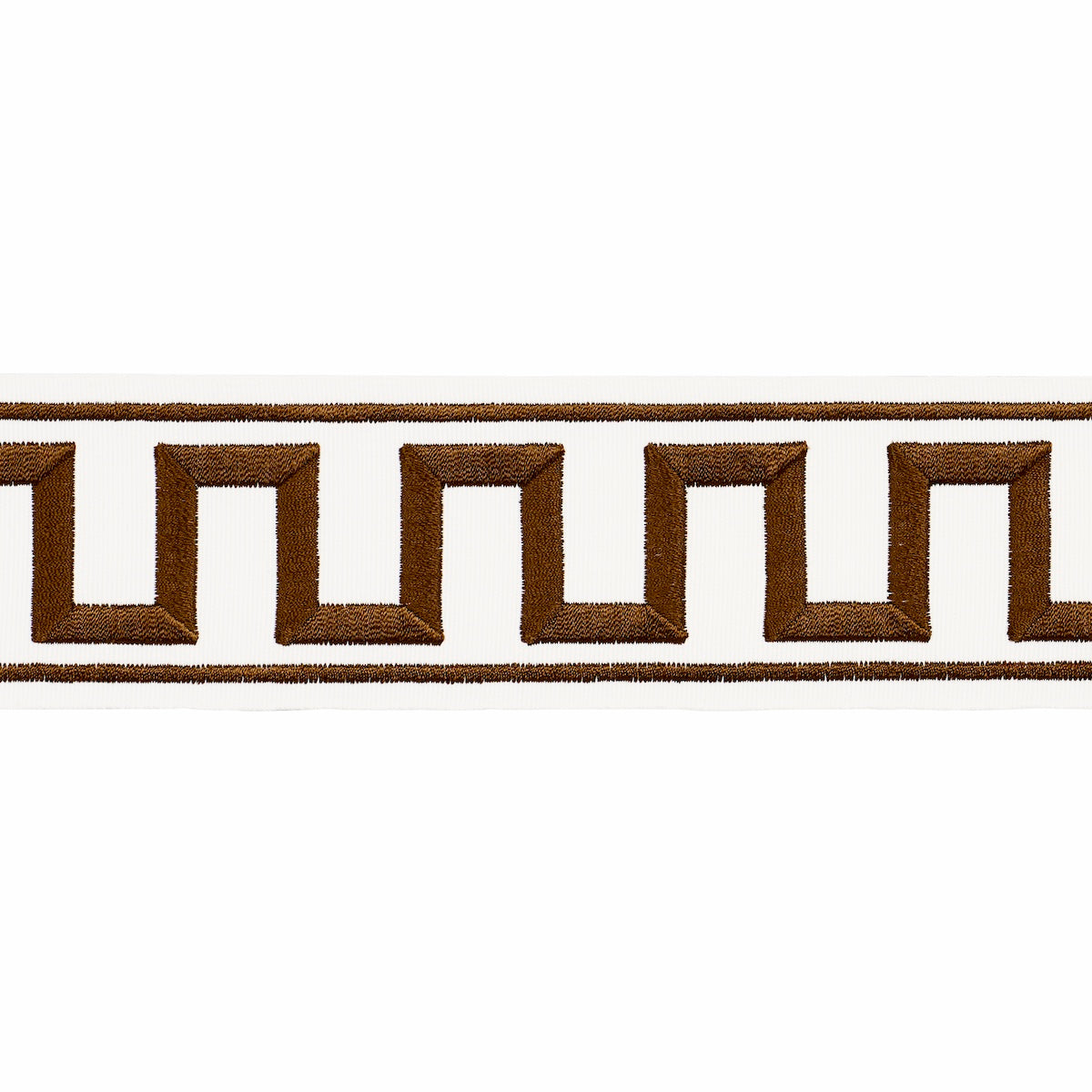 GREEK KEY EMBROIDERED TAPE BROWN