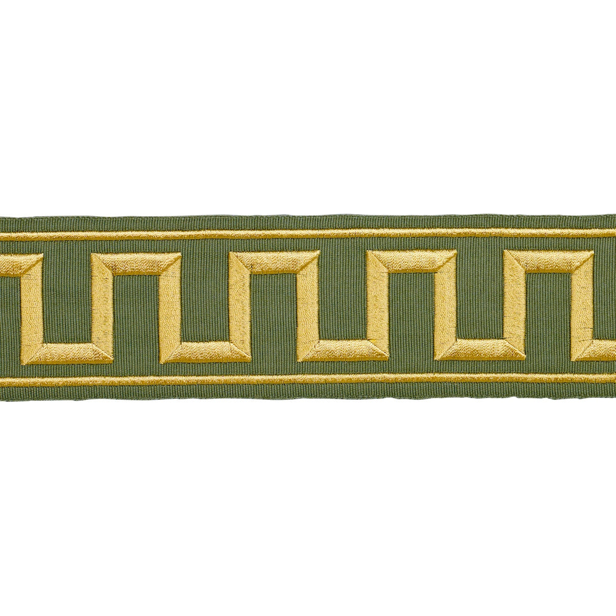 GREEK KEY EMBROIDERED TAPE OLIVE