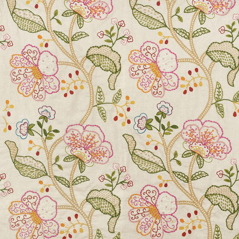 SCHUMACHER FULL BLOOM EMBROIDERY MULTI FABRIC | Atlanta Fabrics