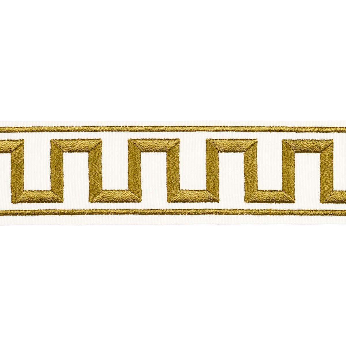 Schumacher GREEK KEY EMBROIDERED TAPE GOLD Trim | Atlanta Fabrics
