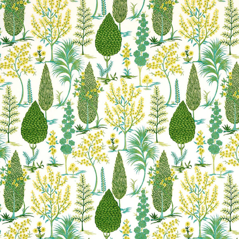 SCHUMACHER PANDORA EMBROIDERY GREEN FABRIC | Atlanta Fabrics