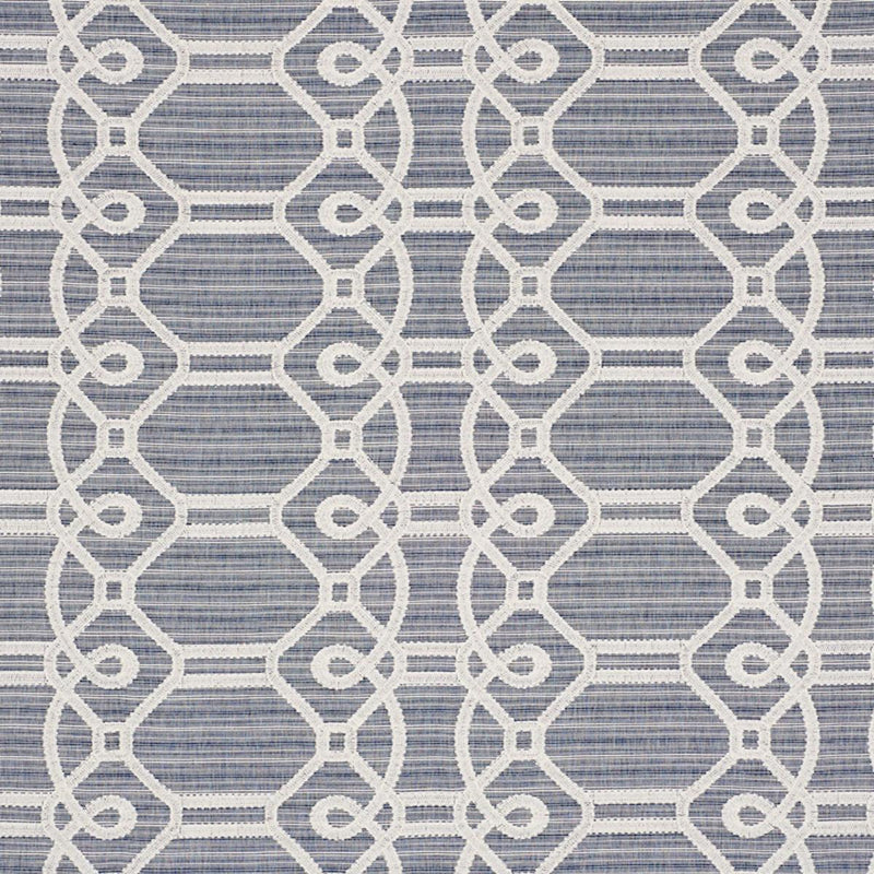 SCHUMACHER ZIZ EMBROIDERY BLUE FABRIC | Atlanta Fabrics