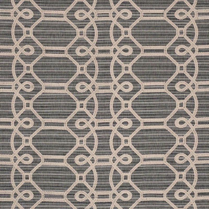 SCHUMACHER ZIZ EMBROIDERY COAL FABRIC | Atlanta Fabrics