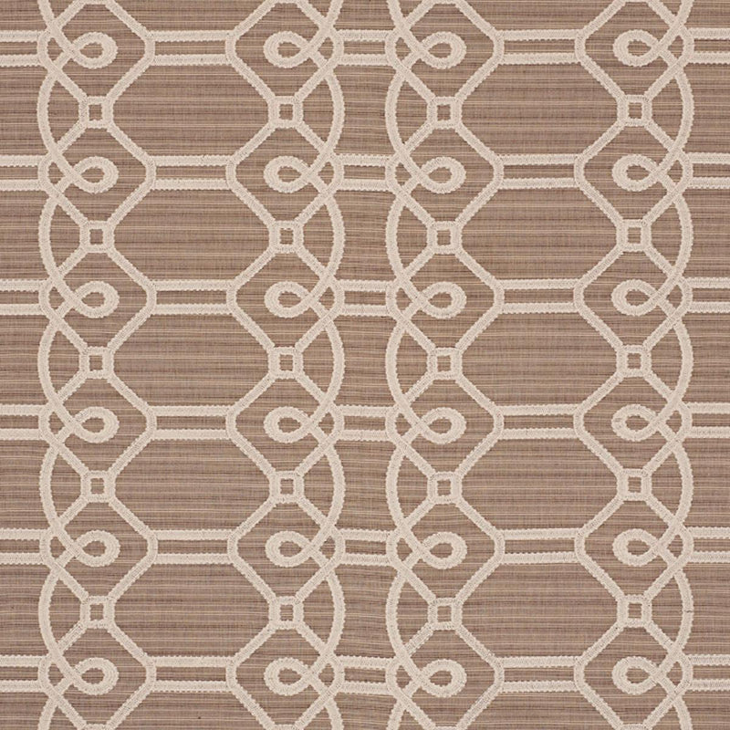 SCHUMACHER ZIZ EMBROIDERY MOCHA FABRIC | Atlanta Fabrics