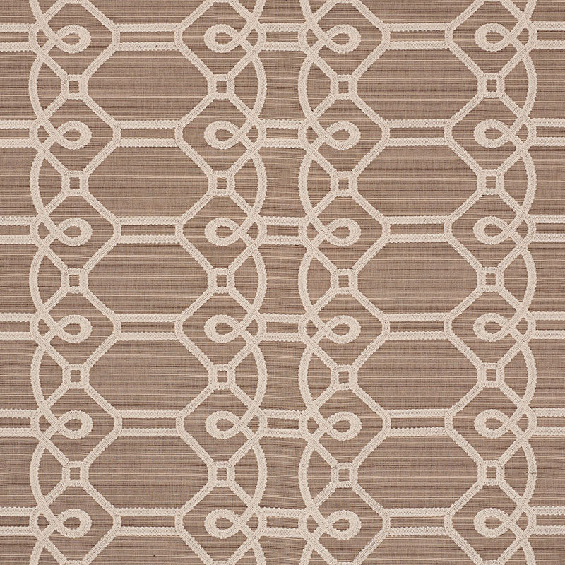 Schumacher ZIZ EMBROIDERY MOCHA Fabric | Atlanta Fabrics