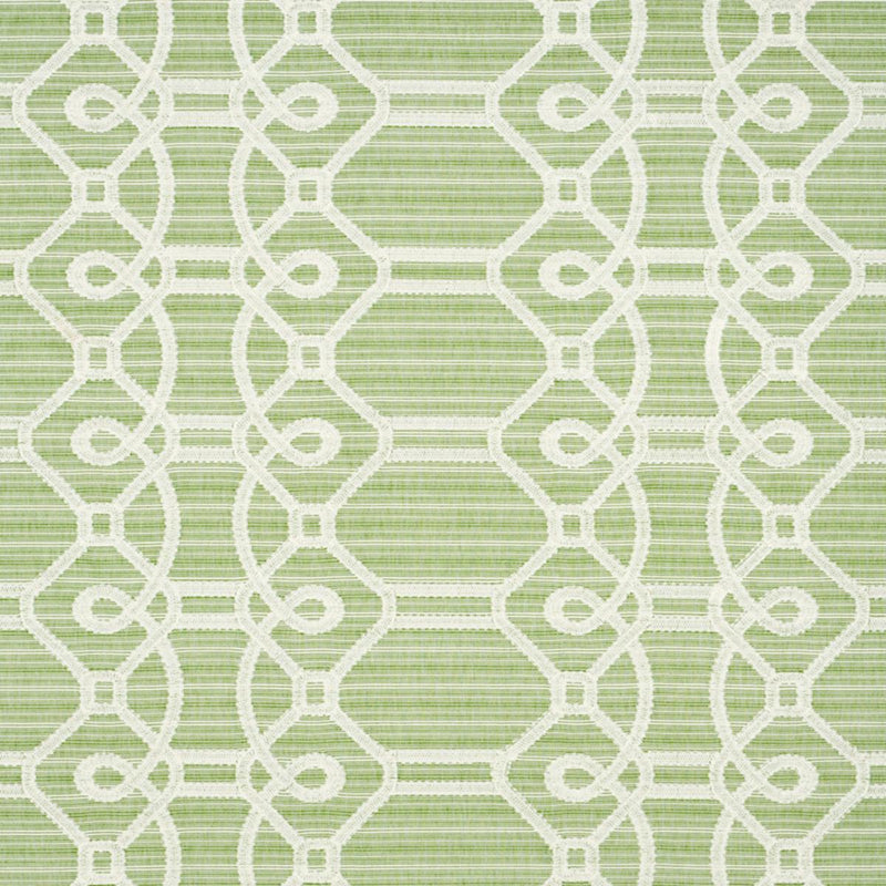 SCHUMACHER ZIZ EMBROIDERY GREEN FABRIC | Atlanta Fabrics