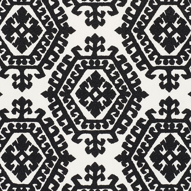 Schumacher OMAR EMBROIDERY BLACK Fabric | Atlanta Fabrics
