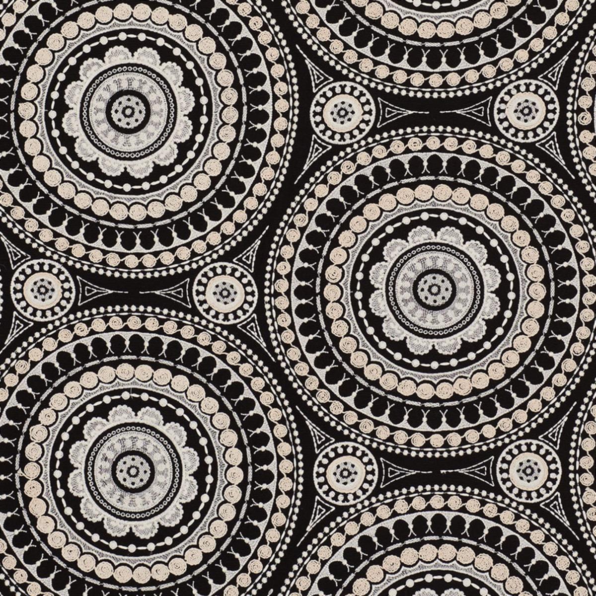 SCHUMACHER IDRIS EMBROIDERY BLACK & IVORY FABRIC | Atlanta Fabrics