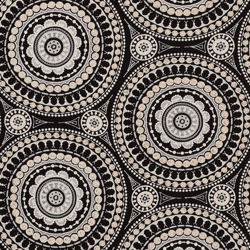 SCHUMACHER IDRIS EMBROIDERY BLACK & IVORY FABRIC | Atlanta Fabrics