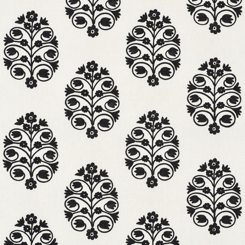 SCHUMACHER TALITHA EMBROIDERY BLACKWORK FABRIC | Atlanta Fabrics