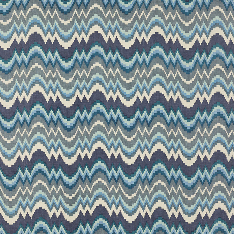 Schumacher FLAMESTITCH INDIGO Fabric | Atlanta Fabrics