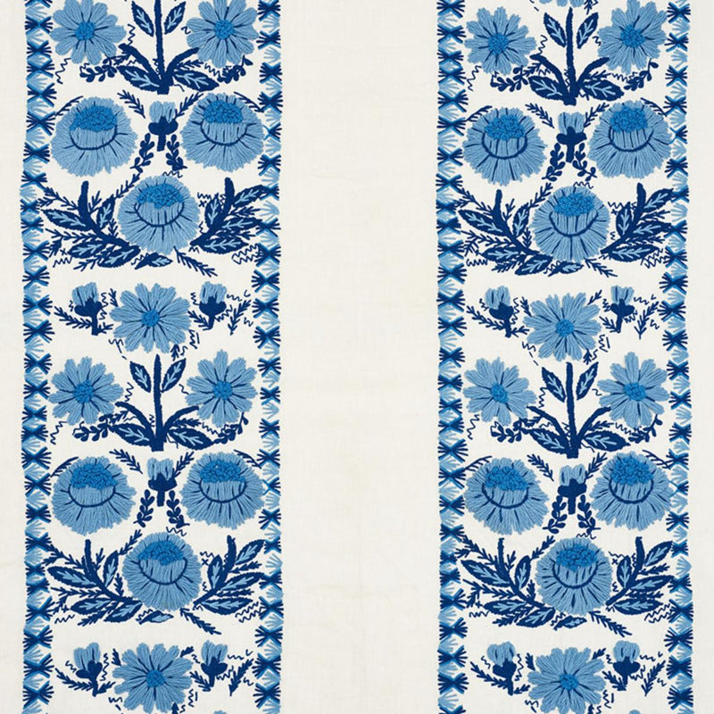SCHUMACHER MARGUERITE EMBROIDERY SKY FABRIC | Atlanta Fabrics