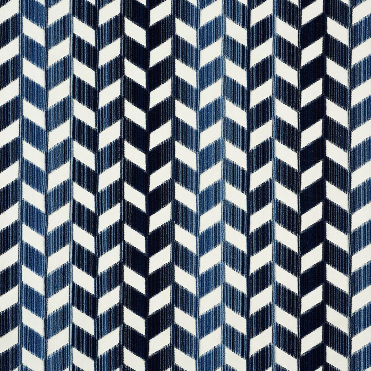 SCHUMACHER CHEVRON STRIE VELVET LAPIS FABRIC | Atlanta Fabrics