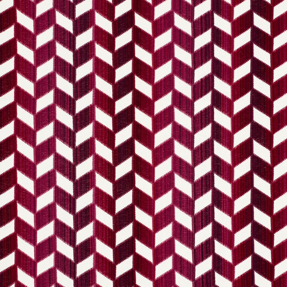 SCHUMACHER CHEVRON STRIE VELVET GARNET FABRIC | Atlanta Fabrics