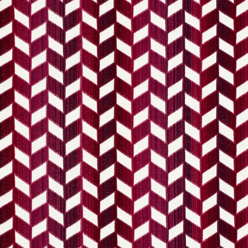 SCHUMACHER CHEVRON STRIE VELVET GARNET FABRIC | Atlanta Fabrics