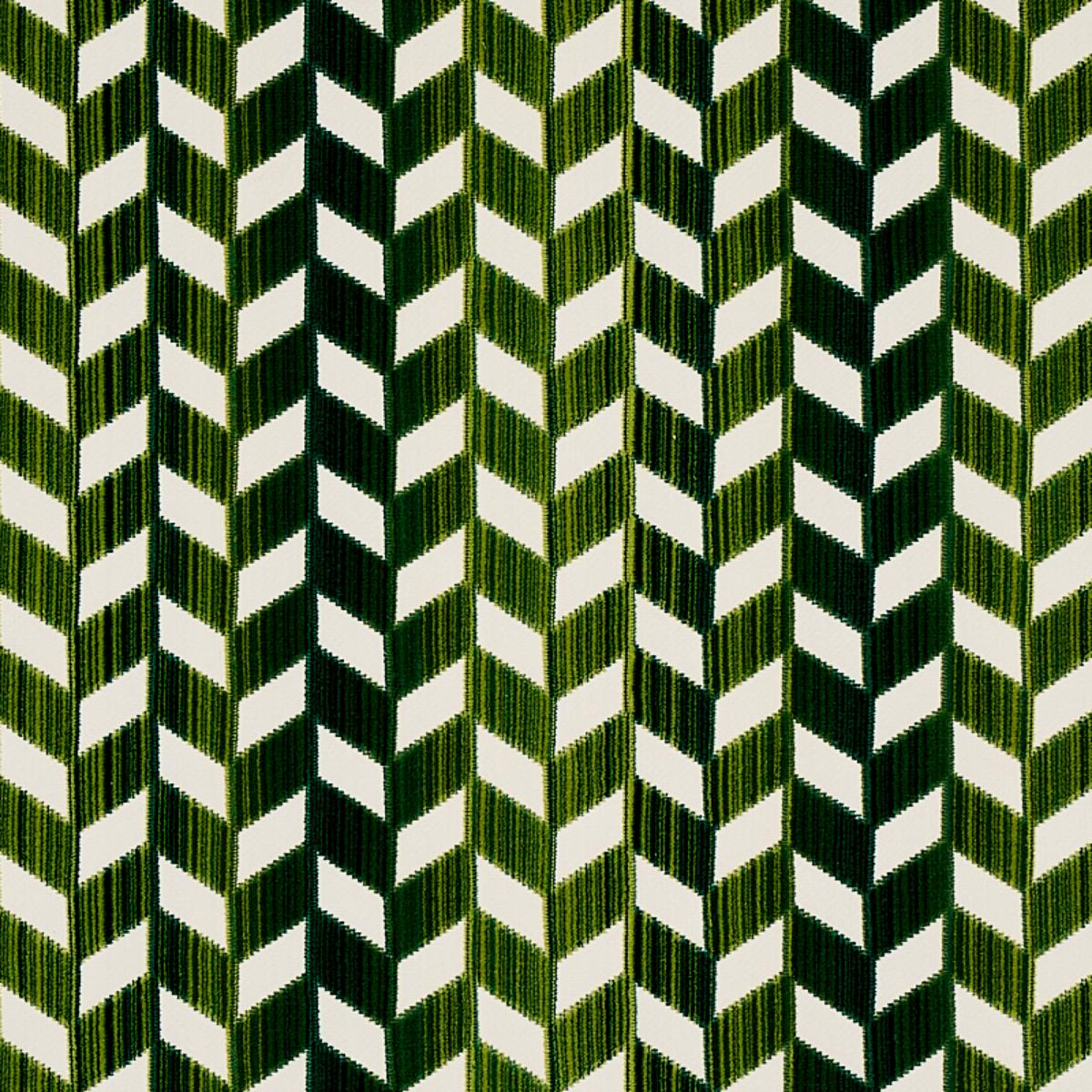 SCHUMACHER CHEVRON STRIE VELVET EMERALD FABRIC | Atlanta Fabrics