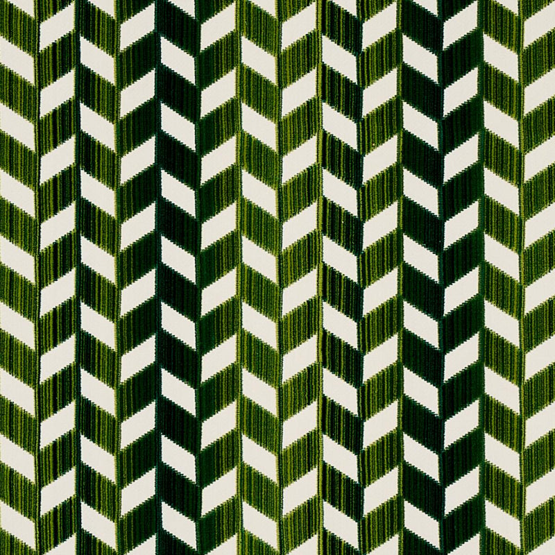 SCHUMACHER CHEVRON STRIE VELVET EMERALD FABRIC | Atlanta Fabrics