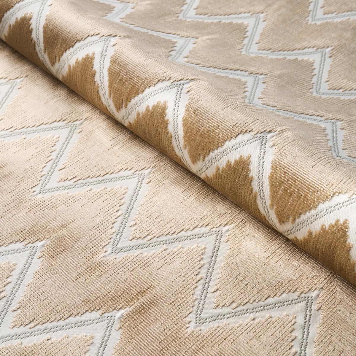 SCHUMACHER CHEVRON VELVET GOLD FABRIC | Atlanta Fabrics