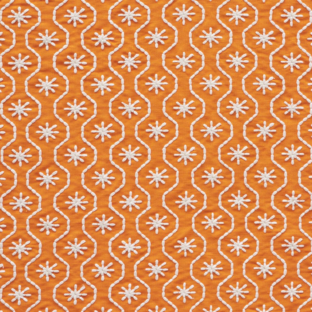 SCHUMACHER GIGI EMBROIDERY ORANGE FABRIC | Atlanta Fabrics