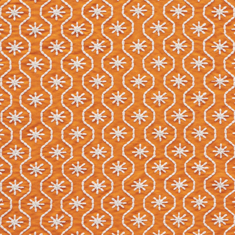 SCHUMACHER GIGI EMBROIDERY ORANGE FABRIC | Atlanta Fabrics