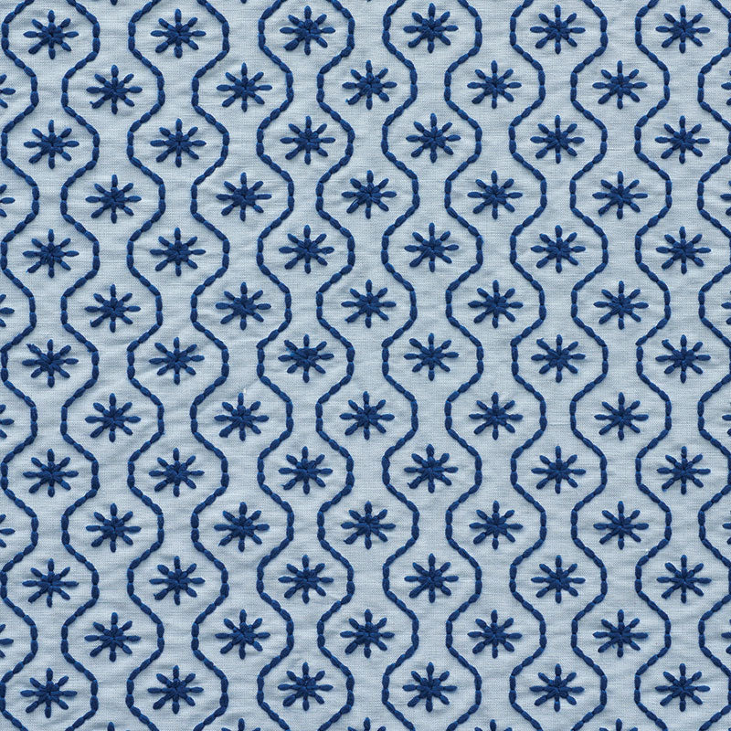 Schumacher GIGI EMBROIDERY BLUE Fabric | Atlanta Fabrics