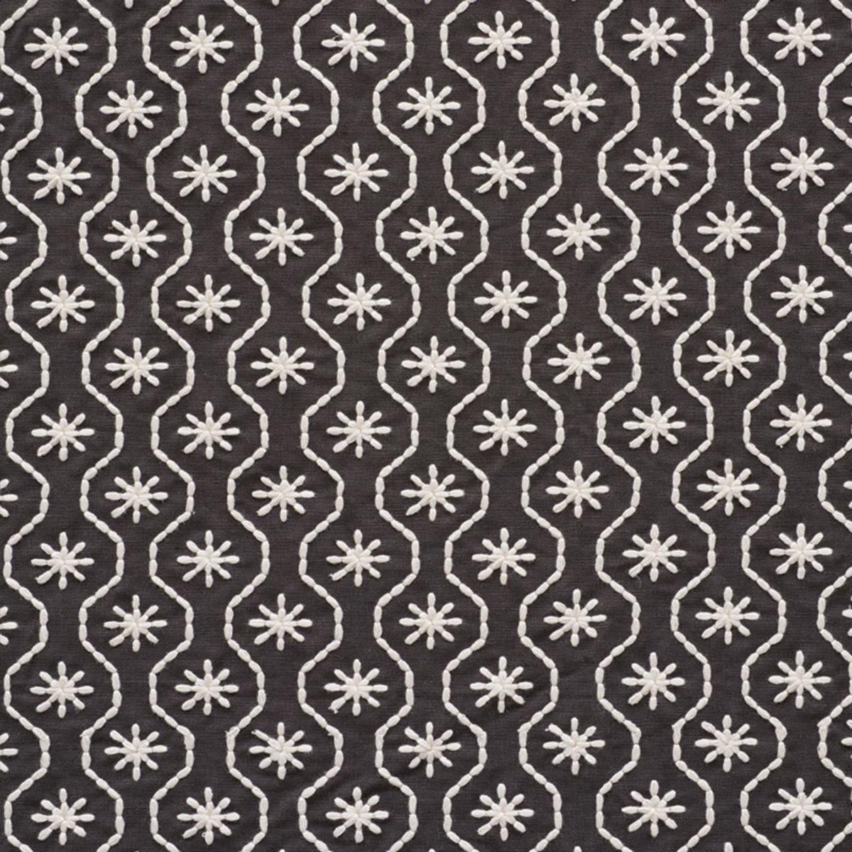 SCHUMACHER GIGI EMBROIDERY GRAPHITE FABRIC | Atlanta Fabrics