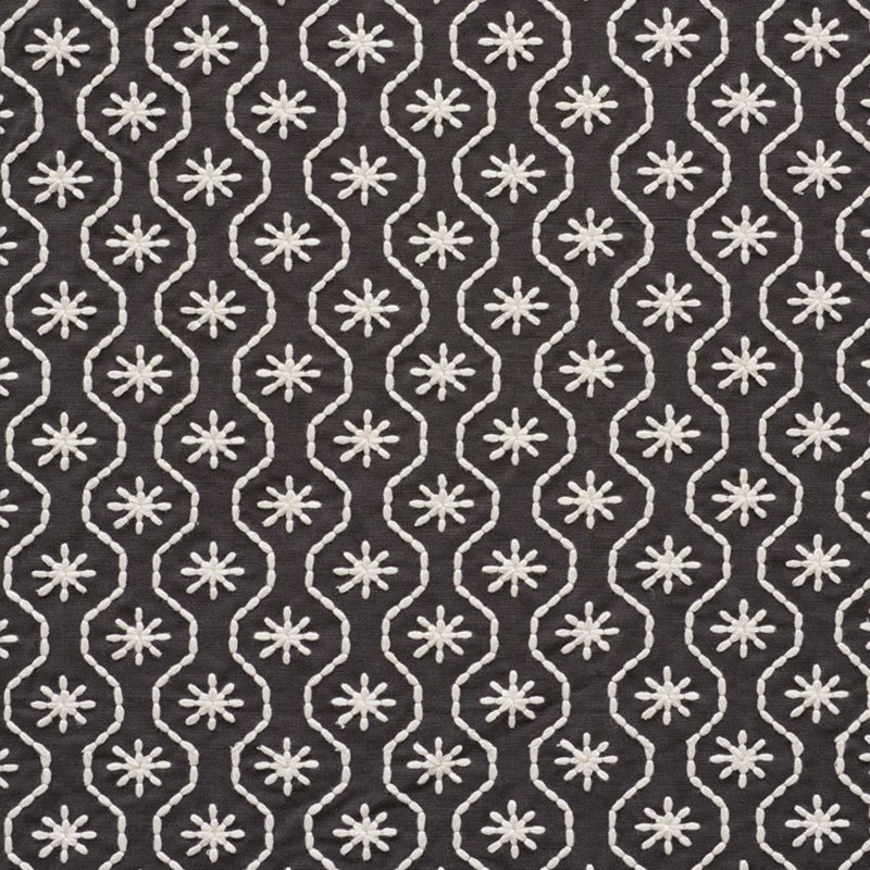 SCHUMACHER GIGI EMBROIDERY GRAPHITE FABRIC | Atlanta Fabrics